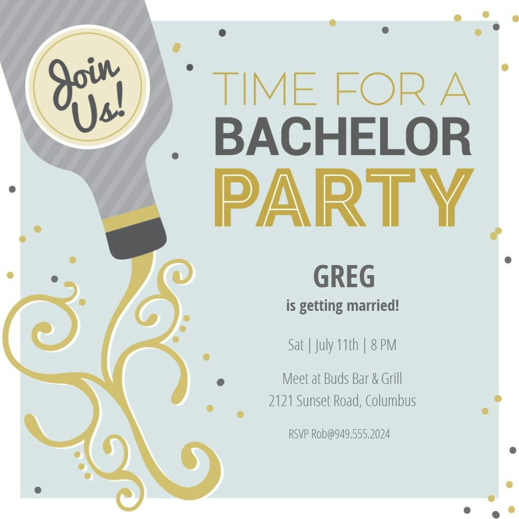 Party pour - bachelor party invitation